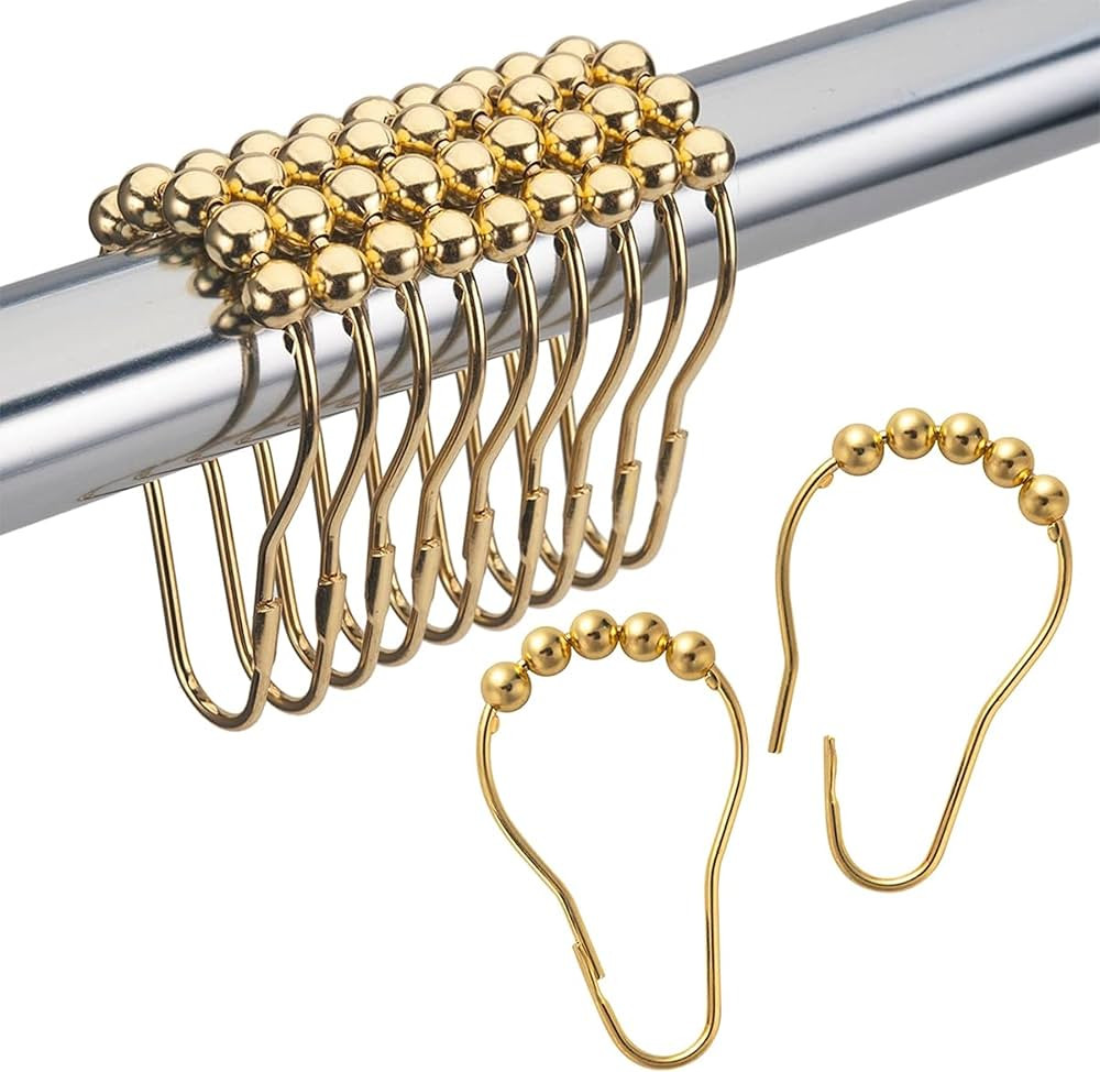 Amazer Shower Curtain Rings, Rust-Resistant Metal Shower Hooks Ring Shower Rings for Curtain Roll... | Amazon (US)