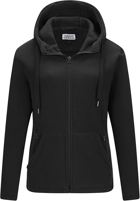 Outdoor Ventures Women's Full Zip Hooded Fleece Jacket Coat with 6 Pockets, Warm Soft Polar Fleec... | Amazon (US)