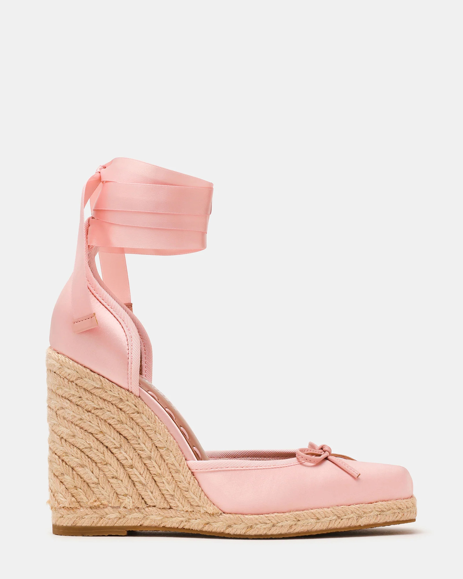 VARINA Blush Satin Ballet Espadrille Wedge Leg-Tie Women's Sandal | Steve Madden (US)