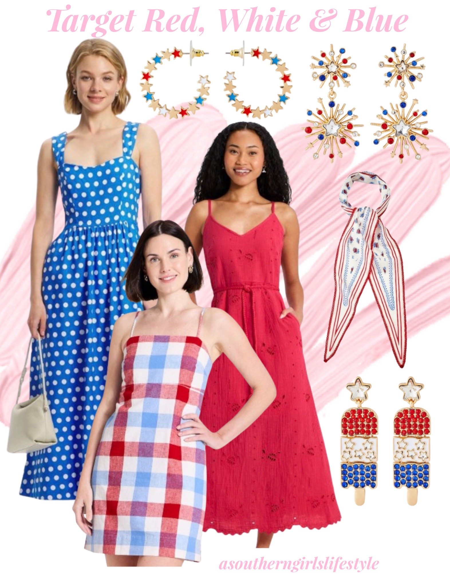 Target Red, White & Blue for July 4th. Dresses are on Sale!

Blue Polka Dot Wide Straps Midi A-Line Dress, Red Crafted Midi Sundress, Plaid Linen Mini Dress, Starry Loop Earrings, Night Sky Sparkle Earrings, Poppy Flower Long Skinny Diamond Scarf & Star-Spangled Snacks Earrings

Summer Dresses. Summer Outfits. Patriotic. Americana. America 250 #LTKPetite

#LTKSeasonal #LTKSaleAlert #LTKootd