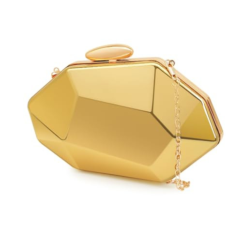 CIYOUYJXDIAN Gold Evening Purse - Geometrical Clutch for Women - Wedding, Cocktail Party, Prom | Amazon (US)