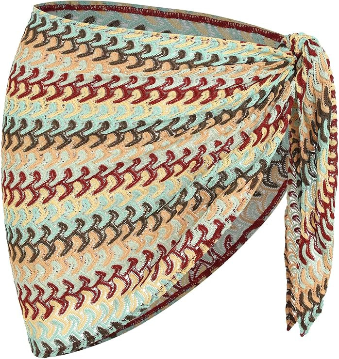 ZAFUL Women Beach Sarong Bathing Suit Wrap Skirt Textured Bikini Swimsuit Cover Ups for Swimwear | Amazon (US)