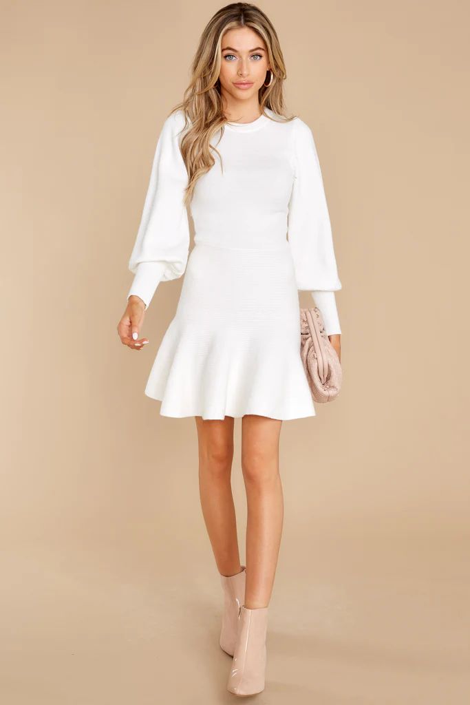 Into Me Into You White Sweater Dress | Red Dress 