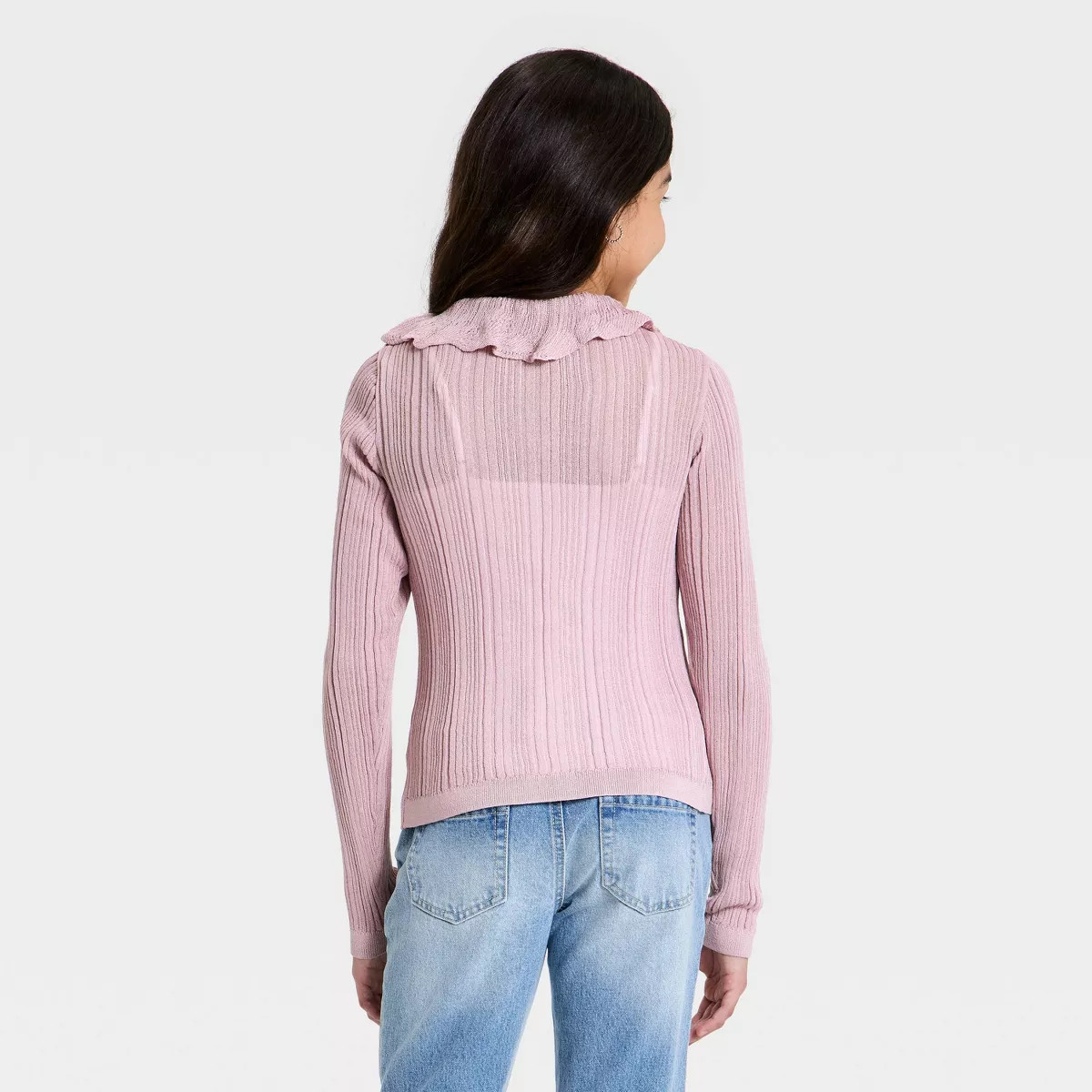 Girls' Ruffle Flyaway Cardigan - art class\u2122 Rose Pink L | Target