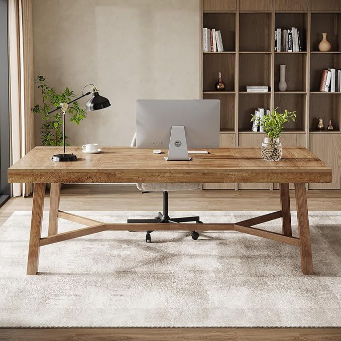 Tribesigns 71-Inch Executive Desk, Farmhouse Office Computer Desk with Sturdy Leg Structure, Rect... | Amazon (US)