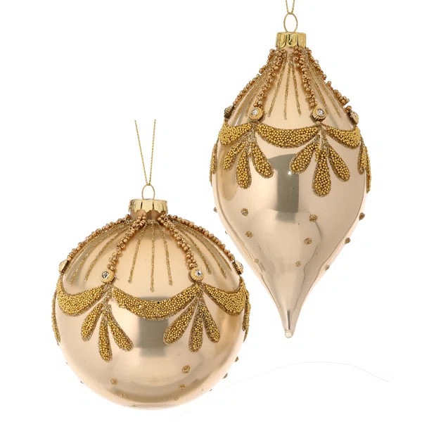 2 Piece Glass Bead Art Deco Kismet Ornament Set | Wayfair North America
