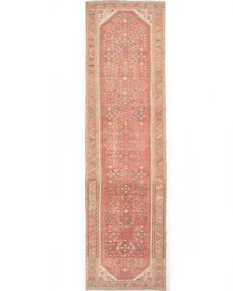 Vintage Turkish Runner Rug, 3.3x13.6 Ft Long Narrow Carpet, Hand Knotted Wool Hallway Rug, Antiqu... | Etsy (US)
