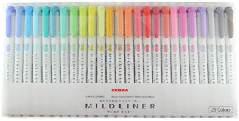 〈New〉ZEBRA Mildliner Water-based Marker, Twin tips (Bold and Fine), Assorted Pastel Color, 25... | Amazon (US)