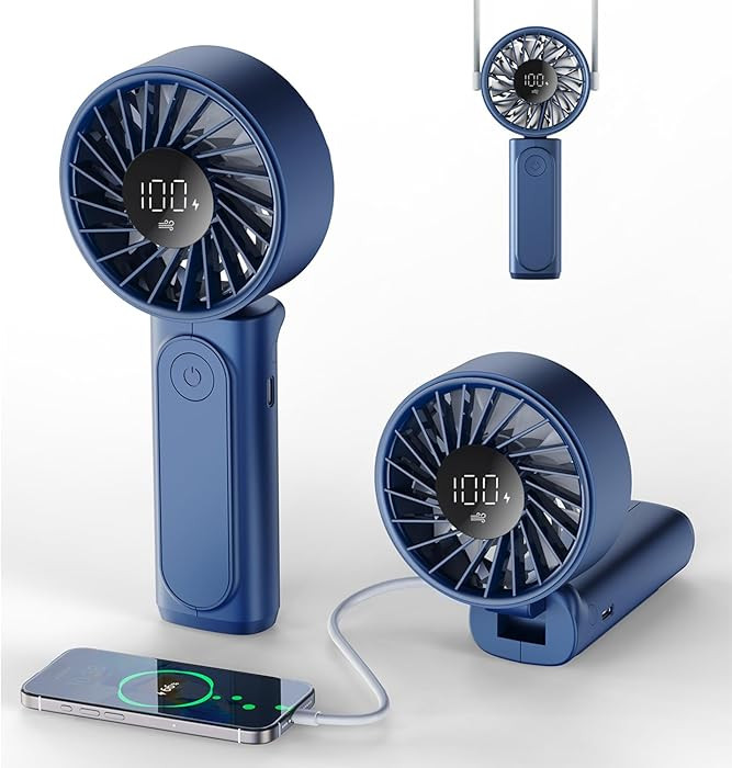 Handheld Fan, Portable Fan, 4000mAh Rechargeable Personal Fan, 180° Foldable Mini Desk Fan with ... | Amazon (US)