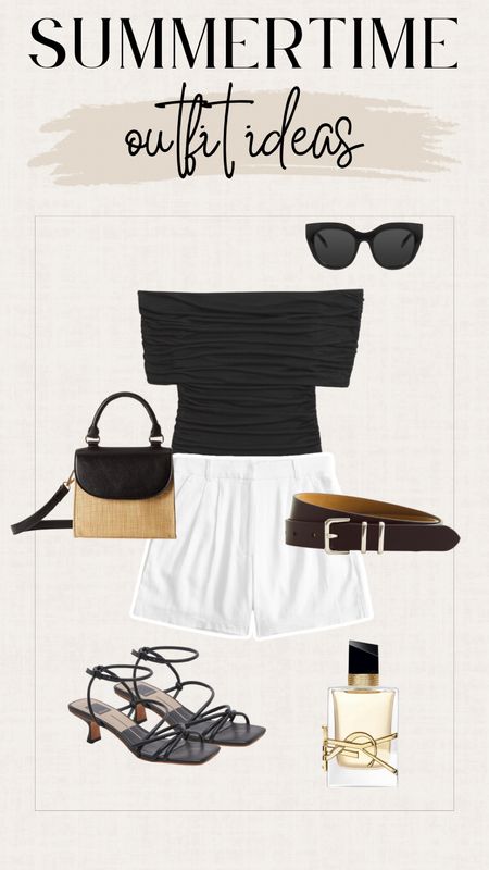 Somewhere out period vacation out. Outfits for Europe. White linen shorts with a black off the shoulder top. Black strap kitten heels.

#LTKSaleAlert #LTKSeasonal #LTKGiftGuide