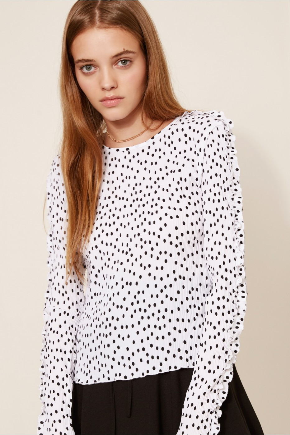 THE FIFTH ATLANTA POLKA DOT LONG SLEEVE TOP white w black | BNKR (Global)