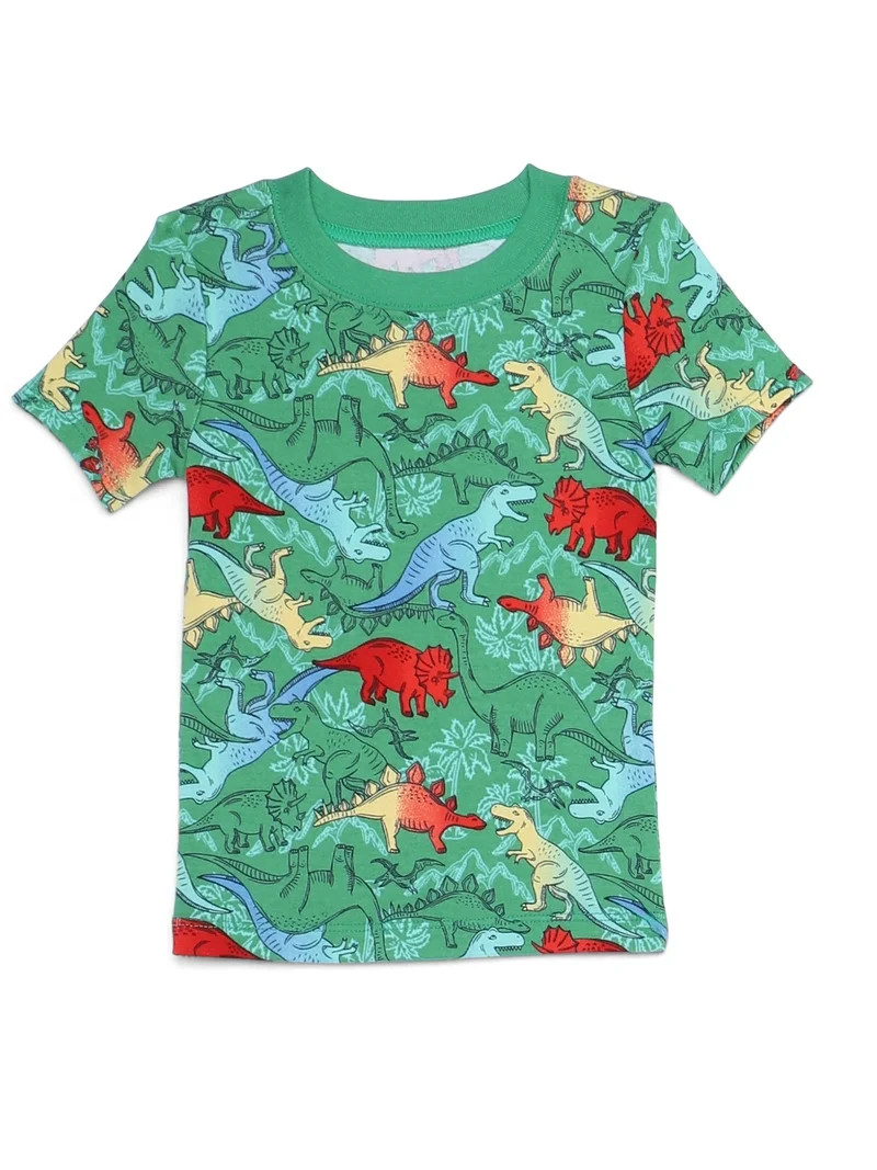 Wonder Nation Toddler Short Sleeve Tight Fit Cotton Pajama Set, 4-Piece, Sizes 12M-5T - Walmart.c... | Walmart (US)