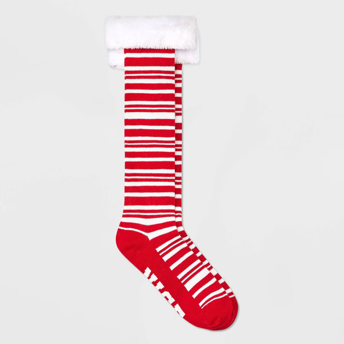 Women's Striped 'Naughty' & 'Nice' Knee High Socks with Faux Fur Cuff - Wondershop™ Red/White 4... | Target