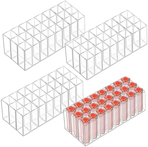 4 Pack Acrylic Lip Gloss Holder Organizer Lipstick Holder 24 Slots Lipgloss Makeup Organizer Clea... | Amazon (US)