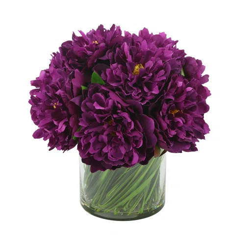 Peony Blossom in Glass Vase | Wayfair North America