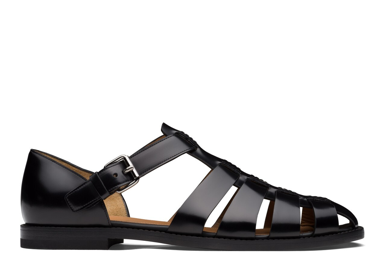 Fisherman Bookbinder Fume Leather Sandal Black | Church's Footwear UK