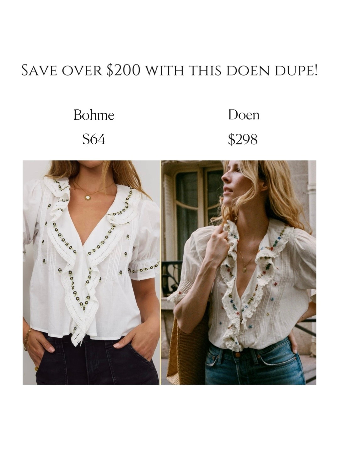 DOEN DUPE! Save over $200 with this look a like! 🕊️🤍

#WomensBlouse #BlouseOutfit #ChicBlouse #WorkwearOutfit #DateNightOutfit #EverydayOutfit #CapsuleWardrobeEssential #ClassicStyle #EffortlessStyle #AffordableFashion #WardrobeStaples #SeasonalStyle

#LTKFindsUnder100 #LTKFallSale #LTKSeasonal