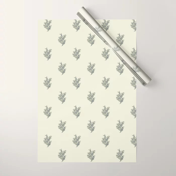 Vintage Blue Sprig Wrapping Paper | Society6