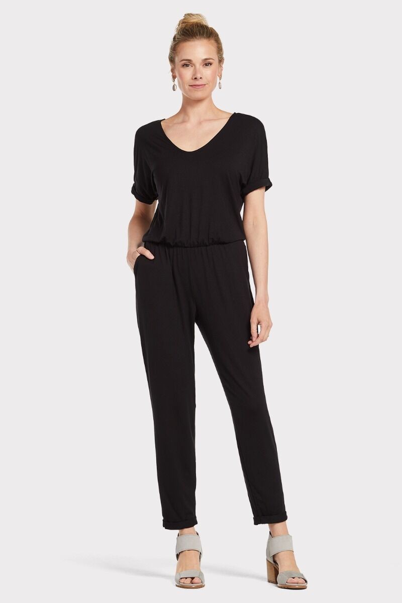 Short Sleeve V Neck Jumpsuit | Evereve