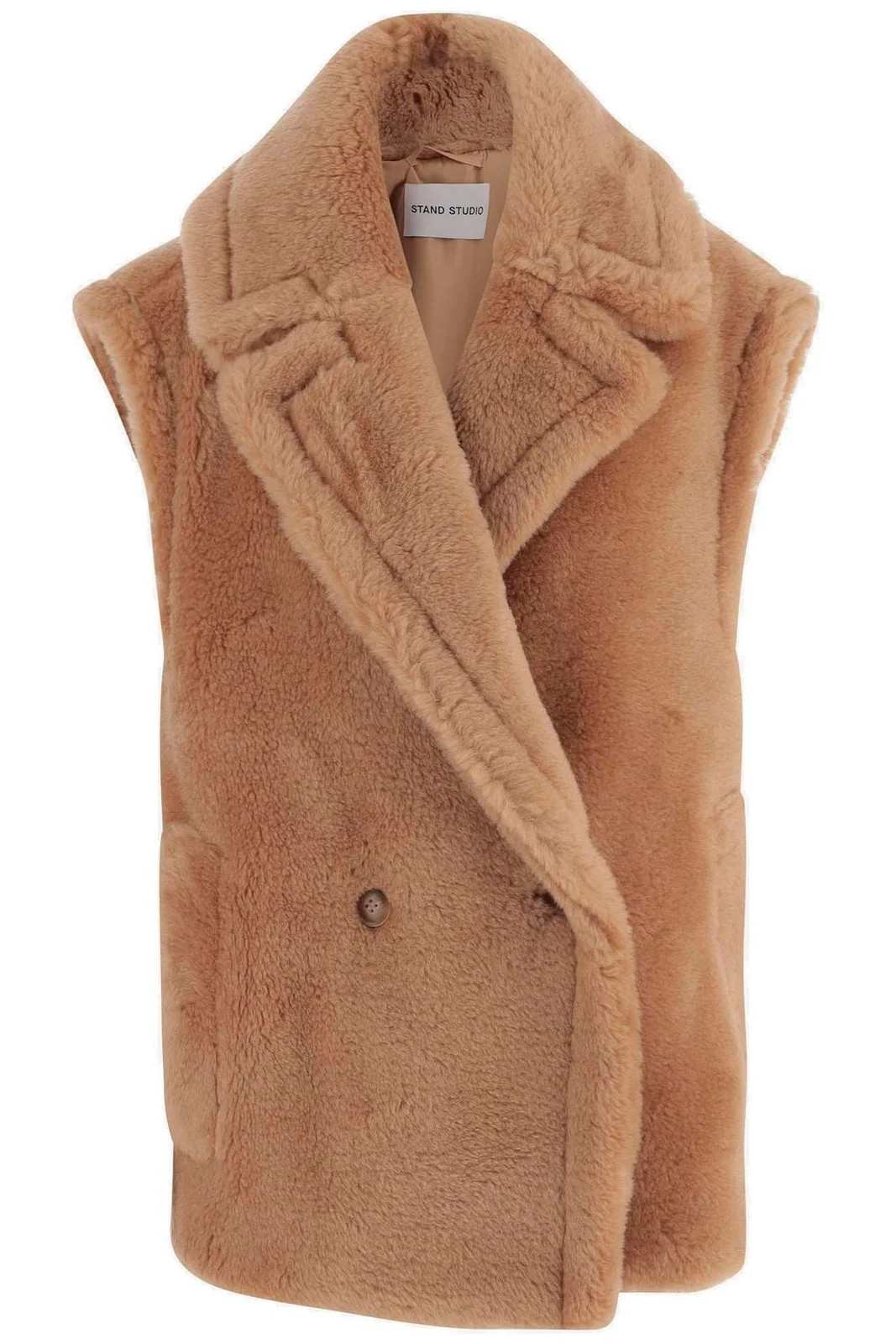 Stand Studio Clary Double-Breasted Faux Fur Vest | Cettire Global