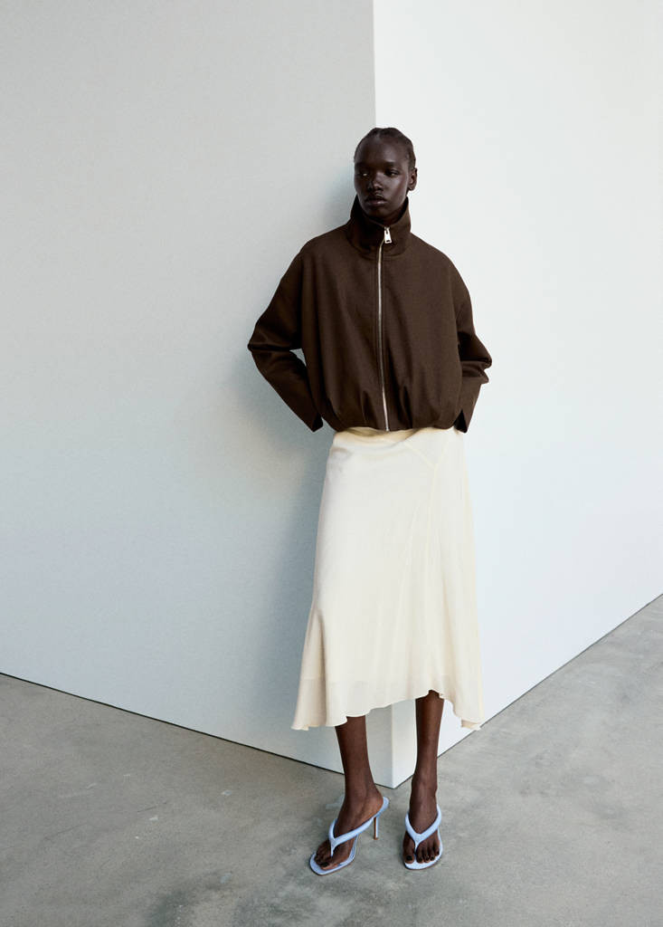 Oversized funnel neck jacket chocolate - Women - M - MANGO | Mango (US/MX/AU)