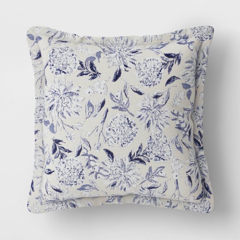 DuraSeason Fabric™ Outdoor Throw Pillow with Flange Floral Shallow Blue - Threshold™ | Target