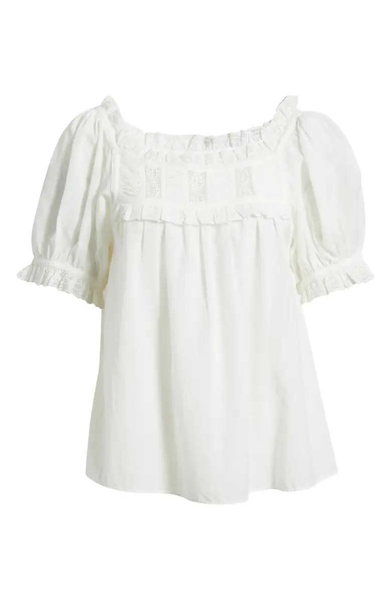 DÔEN Frances Lace Inset Cotton Blend Top | Nordstrom | Nordstrom