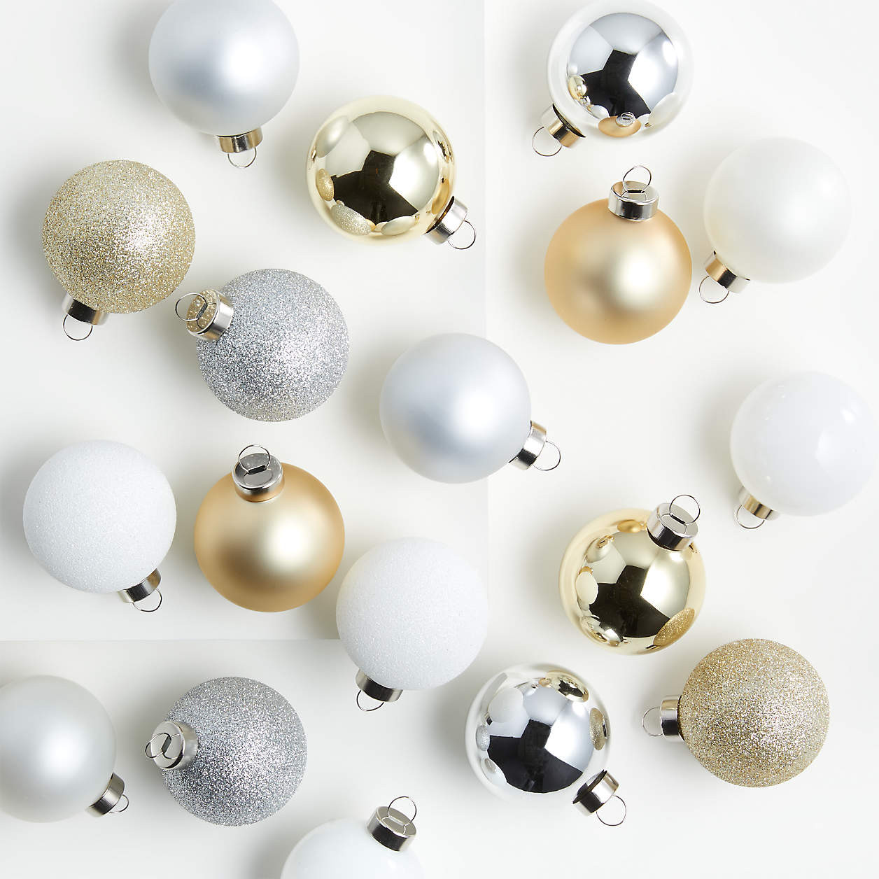 Winter Metallics Ball Christmas Tree Ornaments, Set of 18 + Reviews | Crate & Barrel | Crate & Barrel