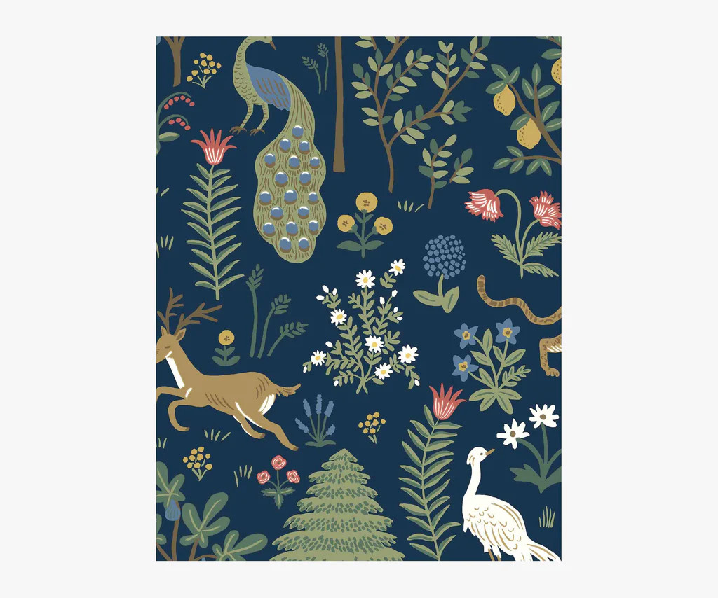 Menagerie Wallpaper Sample - Navy | Rifle Paper Co.