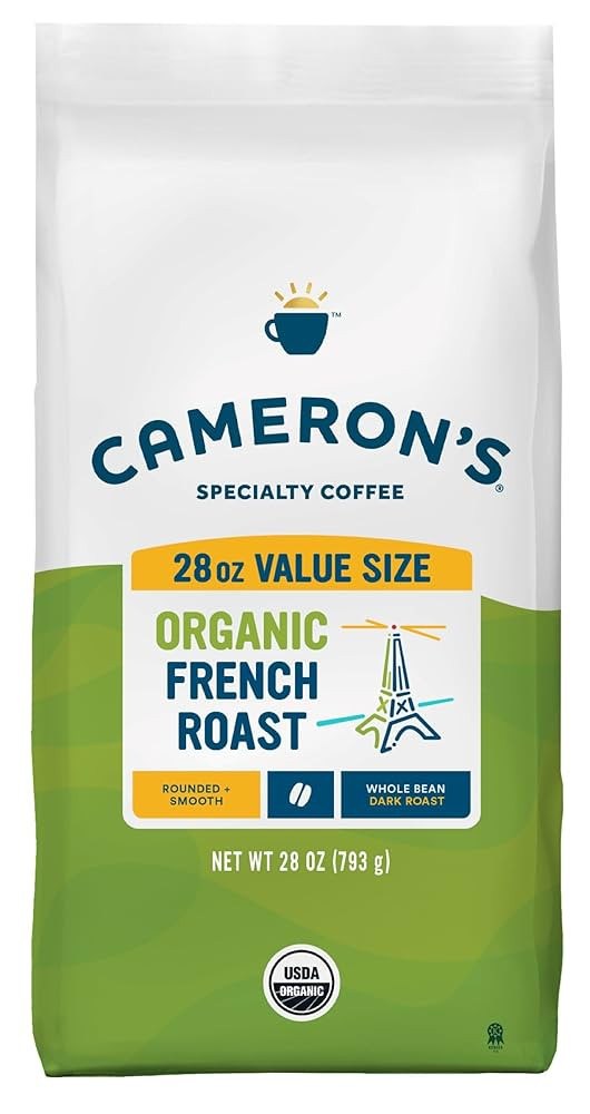 Cameron's Coffee Roasted Whole Bean Coffee, Organic French Roast, 28 Ounce | Amazon (US)