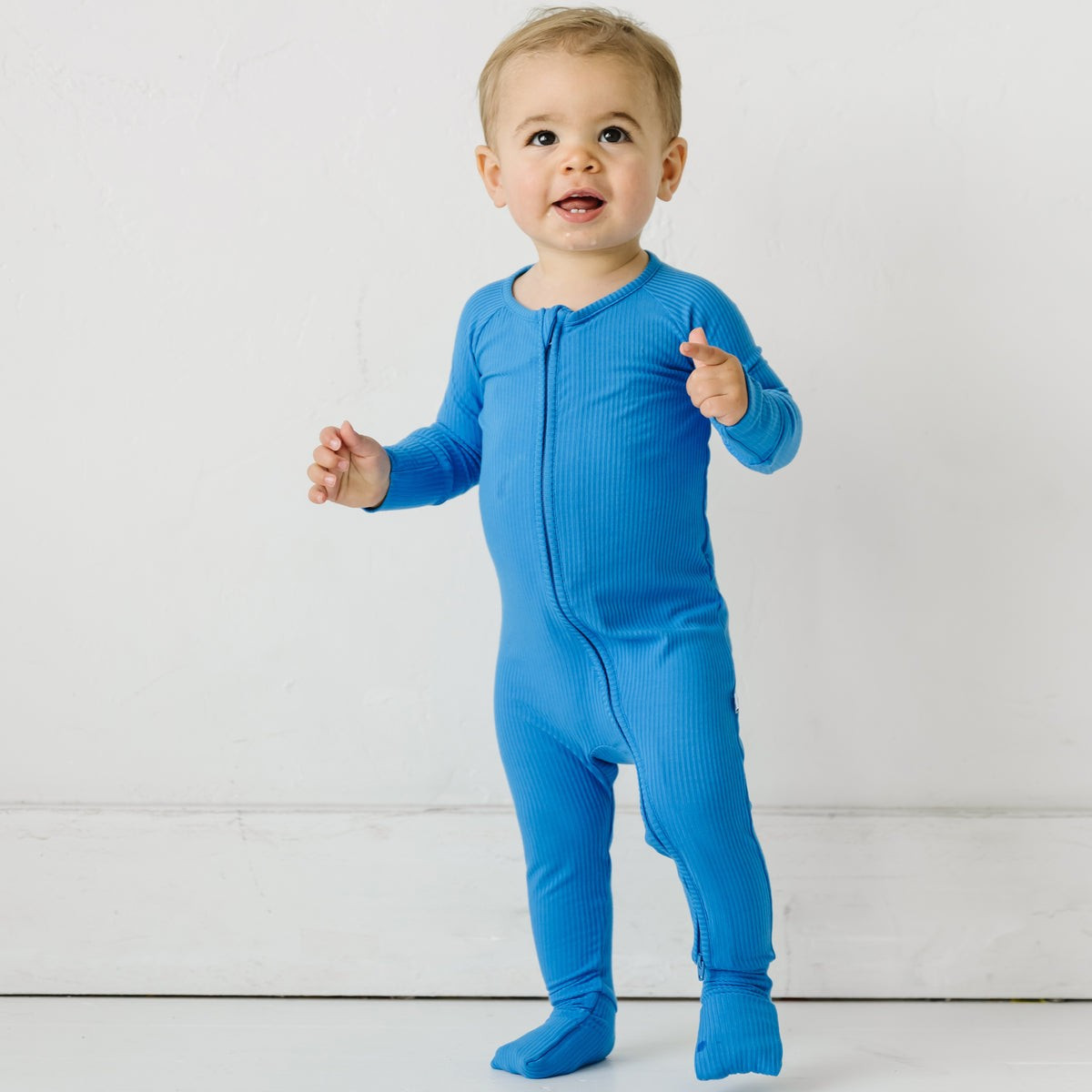 Cobalt Ribbed Bamboo Viscose Zippy | Little Sleepies