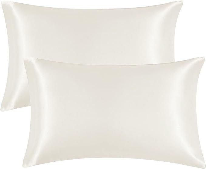 EHEYCIGA Satin Pillowcase Queen Set of 2, Silk Pillowcases for Hair and Skin, Cream Pillow Cases ... | Amazon (US)