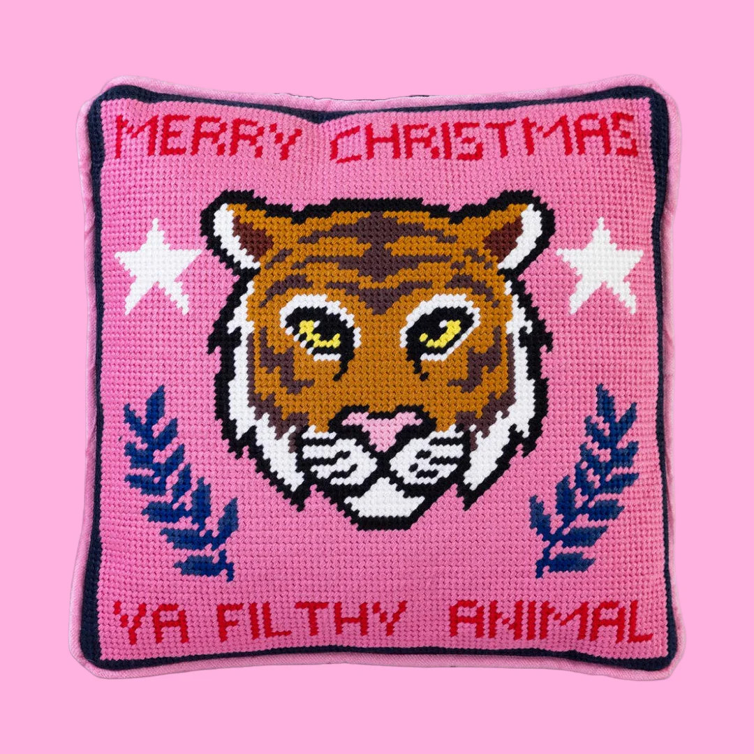Filthy Animal Needlepoint Pillow | Teggy French