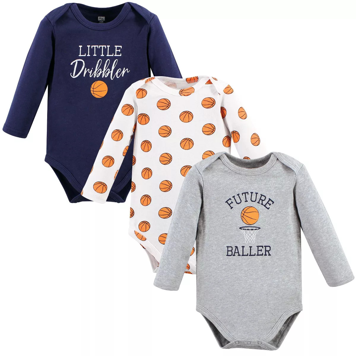 Hudson Baby Infant Boy Cotton Long-Sleeve Bodysuits, Basketball | Target