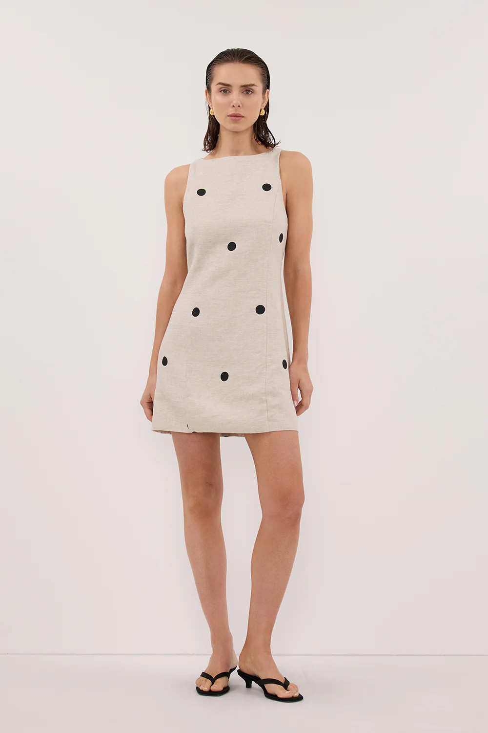 BEVERLY NATURAL SPOT LINEN MINI DRESS | DISSH
