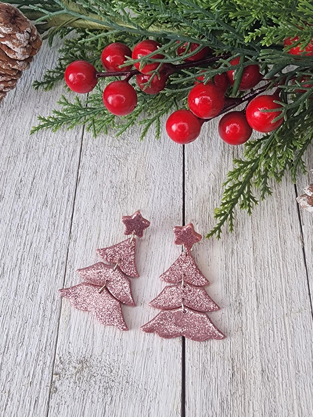 Handmade Polymer Clay Christmas Tree Earrings Festive Dangle - Etsy Canada | Etsy (CAD)