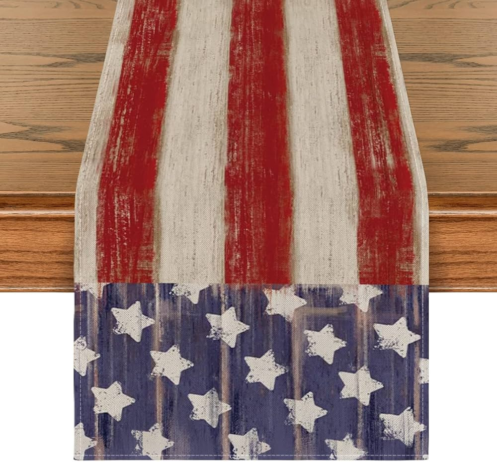 Artoid Mode American Flag Stars and Stripes 4th of July Table Runner,Memorial Day Kitchen Dining ... | Amazon (US)
