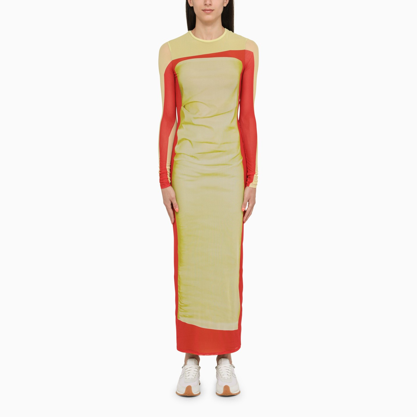 Yellow/red sheath dress | The Double F