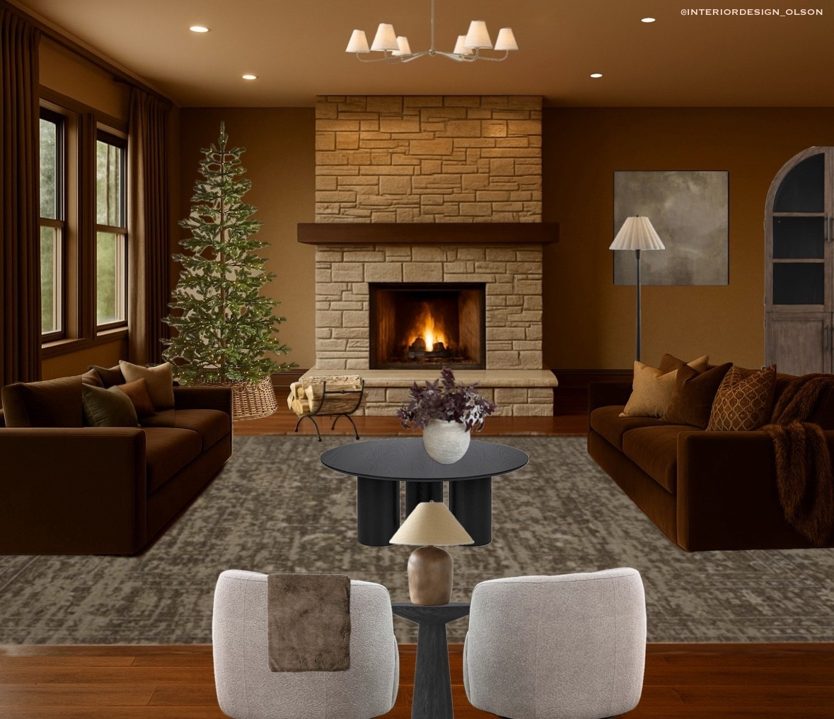 Cozy, Moody Christmas Living Room ✨
If you love a warm, rich, earthy holiday vibe, this space is your inspo. Deep chocolate sofas, layered textures, soft lighting, and a European-style pine tree create the coziest winter atmosphere.

I linked every piece, from the sofas and floor lamp to the rug, artwork, and holiday touches. So many of these finds are budget-friendly and perfect for recreating this moody, inviting look in your own home.

Tap to shop the full room and bring those warm Christmas vibes to your space! 🤎🎄
#MoodyLivingRoom #CozyChristmasDecor #HolidayHome #WarmLivingRoom #LTKHome #LTKHoliday #InteriorDesignOlson #LivingRoomInspo #NeutralHolidayDecor