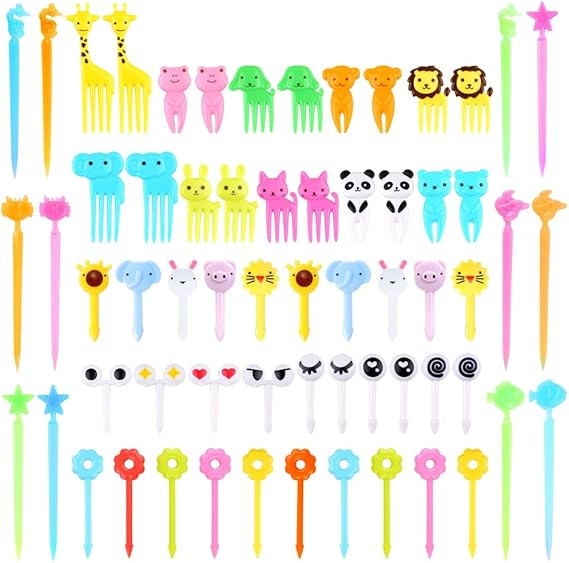 156PCS Animal Food Picks for Kids Bento Box Accessories, FATLODA Fun Kids Food Picks, Cute Fruit ... | Amazon (US)