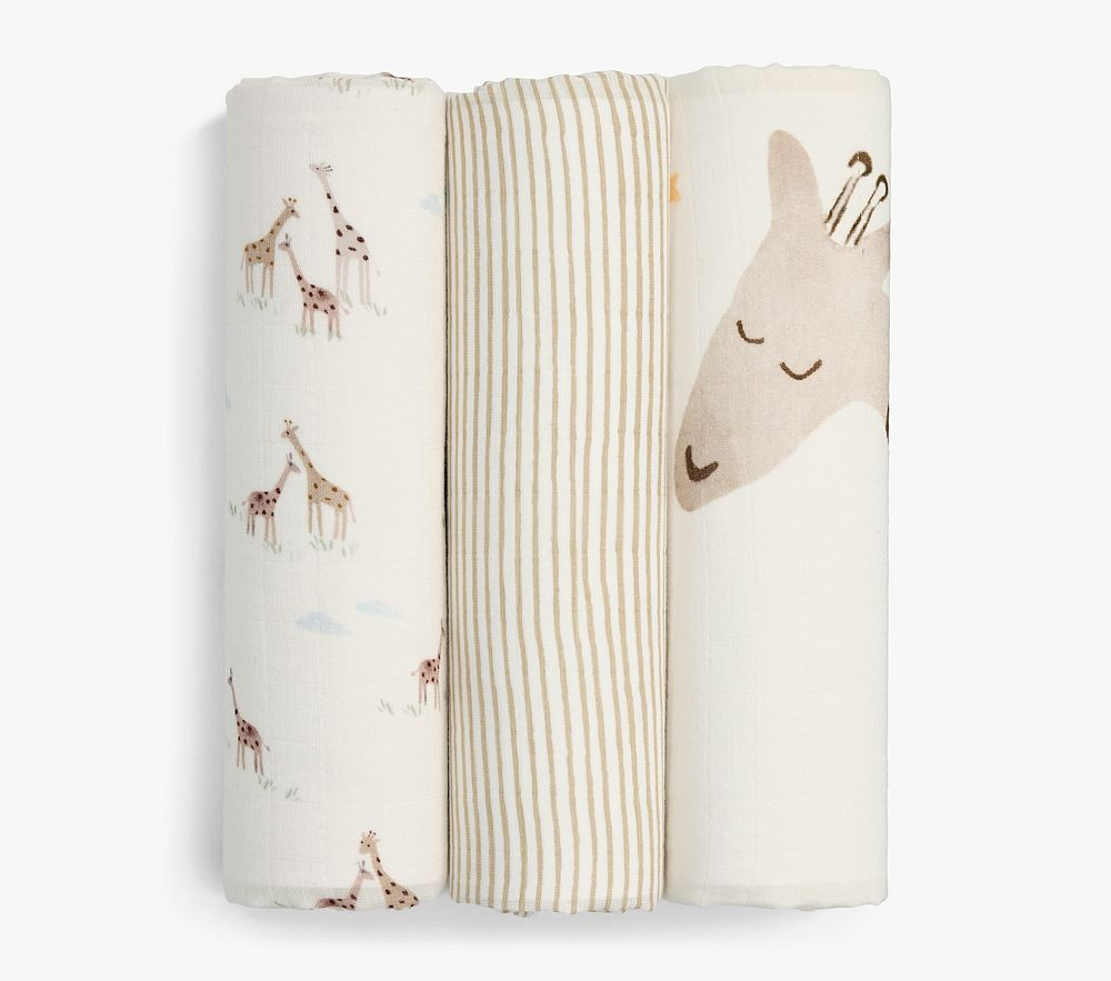 Goldie Giraffe Organic Muslin Swaddle Set | Pottery Barn Kids
