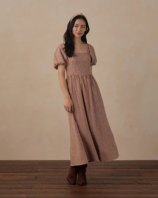 Women's Keyara Dress Brick Check | Rylee + Cru
