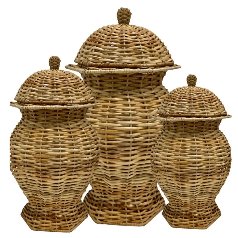 Octagonal/Round Wicker Ginger Jars (3 Sizes Available) | Sea Marie Designs