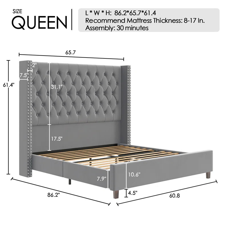 Duluth Upholstered Wingback Bed | Wayfair North America