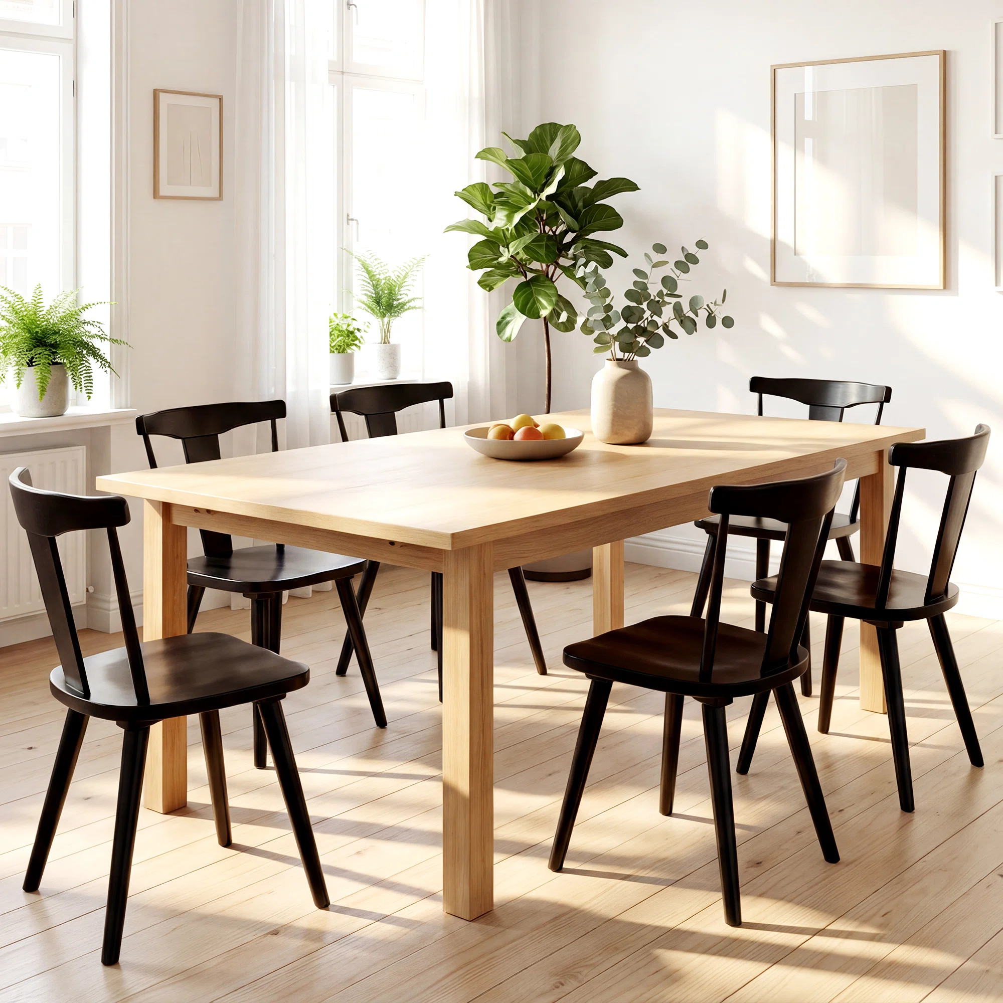 Brannagh 19.3" Modern Solid Wood Dining Chair Scandinavian Y-Shaped Backrest (Set of 6) | Wayfair North America