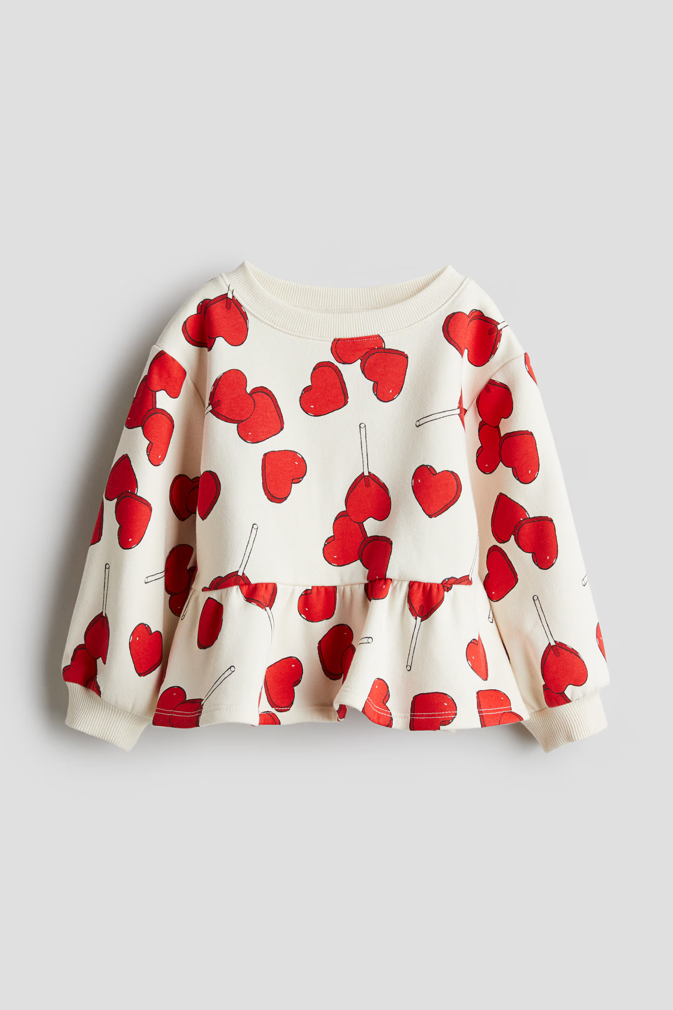 Peplum Sweatshirt - Cream/hearts - Kids | H&M US | H&M (US + CA)
