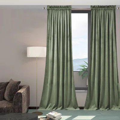 Velvet Solid Room Darkening Thermal Rod Pocket Curtain Panels | Wayfair Professional