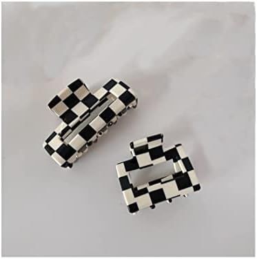 2Pcs Hair Claw Clips for Thick Hair Fashion Hair Styling Accessories Black/White Checkered Strong... | Amazon (US)