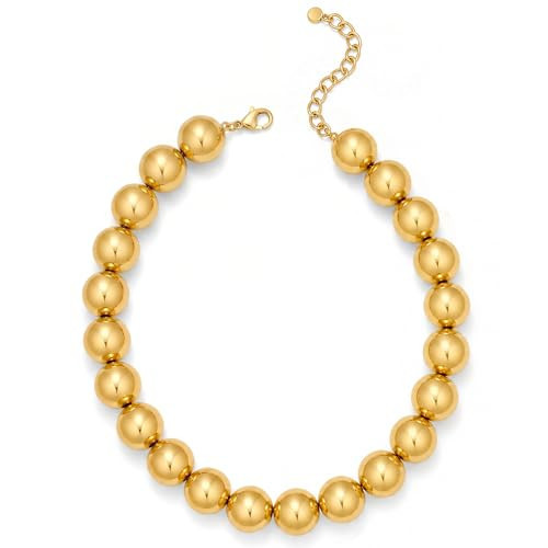 FAUTHENTICUTE Gold Chunky Beaded Necklace for Women | Amazon (US)