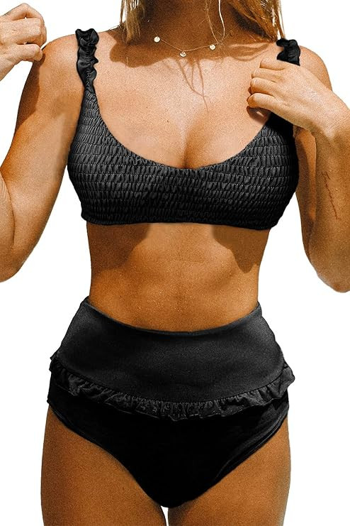 Dokotoo Womens Bikinis Vintage High Waisted Ruffled Bikini Sets Swimsuits Bathing Suits S-XXL | Amazon (US)